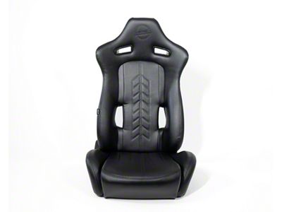 NRG Innovations The Arrow Reclinable Racing Seats; Black Leather with Black Stitching (Universal; Some Adaptation May Be Required)