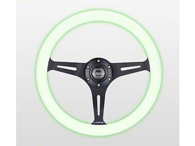 NRG Innovations Classic Wood Grain 350mm Steering Wheel; Black and Glow In The Dark (Universal; Some Adaptation May Be Required)