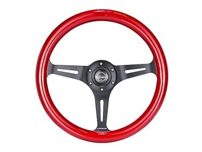 NRG Innovations Classic Wood Grain 350mm Steering Wheel; Black and Red Pearl (Universal; Some Adaptation May Be Required)