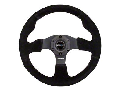 NRG Innovations Racing Steering Wheel; Suede; Black with Black Stitching (Universal; Some Adaptation May Be Required)