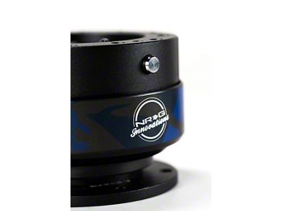 NRG Innovations 2.0 Steering Wheel Hub Quick Release; Black with Blue Mad Mike Ring (Universal; Some Adaptation May Be Required)