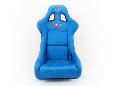 NRG Innovations Prisma Ultra Large Bucket Seat; Blue Alcantara and Gold Back (Universal; Some Adaptation May Be Required)