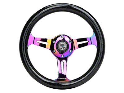 NRG Innovations Classic Wood Grain 310mm Steering Wheel; Neochrome and Black (Universal; Some Adaptation May Be Required)