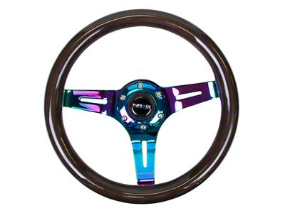 NRG Innovations Classic Wood Grain 310mm Steering Wheel; Neochrome and Brown (Universal; Some Adaptation May Be Required)