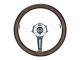 NRG Innovations Classic Wood Grain 350mm Steering Wheel; Chrome and Oak (Universal; Some Adaptation May Be Required)