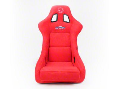 NRG Innovations Prisma Ultra Large Bucket Seat; Red Alcantara and Gold Back (Universal; Some Adaptation May Be Required)