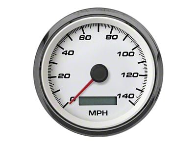 New Vintage USA Performance Series Speedometer; 140 MPH; Programmable; White; 3-3/8-Inch (Universal; Some Adaptation May Be Required)