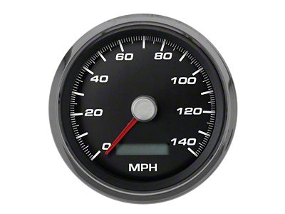 New Vintage USA Performance Series Speedometer; 140 MPH; Programmable; Black; 3-3/8-Inch (Universal; Some Adaptation May Be Required)