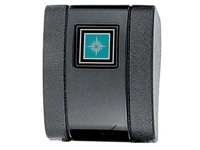 1967 Camaro Seat Belt Buckle Cover; Aqua/Silver Starburst Emblem; Standard Interior; Black; Each