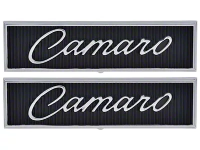 1968-1969 Camaro Door Panel Emblem; with Script Lettering; Pair; GM Licensed