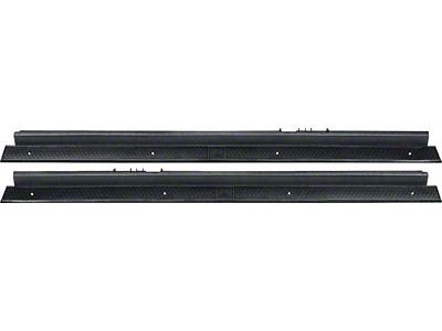 1982-1992 Camaro Door Sill Plates; Black; with Fisher Coach Logo; Pair