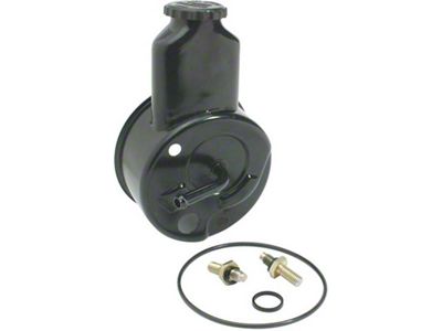 1955-1957 150, 210, Bel Air Power Steering Reservoir; 6 Cyl., Small Block; with Short Water Pump; Black Powder Coated