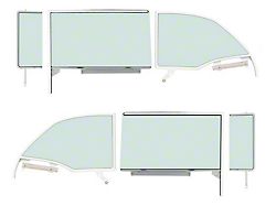 1955-1957 Bel Air Door, Quarter, Vent Glass Kit; Green Tint; 2 Door, Convertible 6 Piece Set