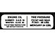 Oil Weight & Tire Pressure Decal - In Glove Box - Ford Passenger