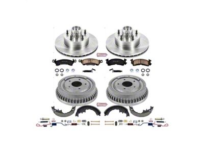 PowerStop OE Replacement Brake Rotor, Drum and Pad Kit; Front and Rear (79-81 Firebird w/ Rear Drum Brakes)