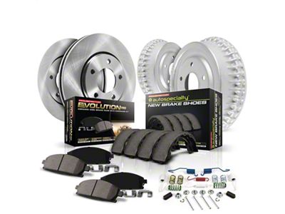 PowerStop OE Replacement Brake Rotor, Drum and Pad Kit; Front and Rear (82-83 Firebird w/ Rear Drum Brakes)