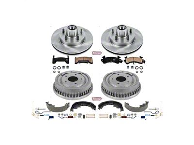 PowerStop OE Replacement Brake Rotor, Drum and Pad Kit; Front and Rear (85-92 Firebird w/ Rear Drum Brakes)