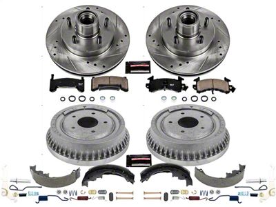 PowerStop Z23 Evolution Sport Brake Rotor, Drum and Pad Kit; Front and Rear (85-92 Firebird w/ Rear Drum Brakes)