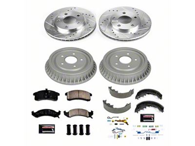 PowerStop Z23 Evolution Sport Brake Rotor, Drum and Pad Kit; Front and Rear (1993 Firebird w/ Rear Drum Brakes)