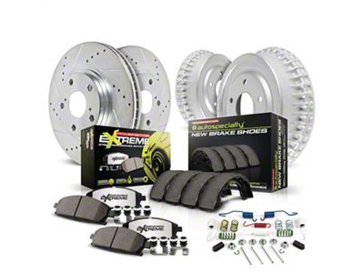 PowerStop Z26 Street Warrior Brake Rotor, Drum and Pad Kit; Front and Rear (79-81 Firebird w/ Rear Drum Brakes)