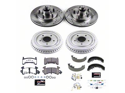 PowerStop Z26 Street Warrior Brake Rotor, Drum and Pad Kit; Front and Rear (82-83 Firebird w/ Rear Drum Brakes)