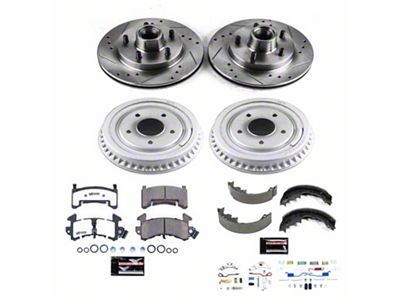 PowerStop Z26 Street Warrior Brake Rotor, Drum and Pad Kit; Front and Rear (1984 Firebird w/ Rear Drum Brakes)