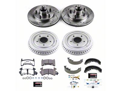 PowerStop Z26 Street Warrior Brake Rotor, Drum and Pad Kit; Front and Rear (85-92 Firebird w/ Rear Drum Brakes)