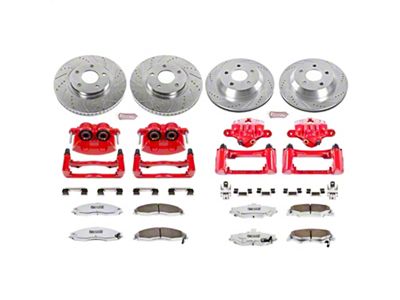 PowerStop Z26 Street Warrior Brake Rotor, Pad and Caliper Kit; Front and Rear (98-02 Firebird)