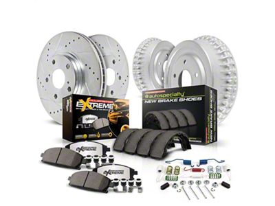 PowerStop Z36 Extreme Truck and Tow Brake Rotor, Drum and Pad Kit; Front and Rear (85-92 Firebird w/ Rear Drum Brakes)