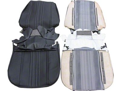 PUI Chevelle Seat Covers, Bucket, Leather, Coupe & Convertible, Black, 1970