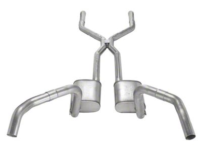 Pypes 2.50-Inch Violator Crossmember-Back Exhaust System with H-Pipe; Quarter Panel Exit (67-69 Firebird)