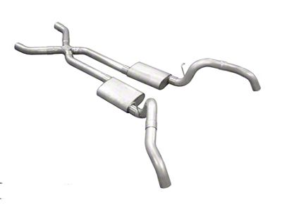 Pypes Race Pro Crossmember-Back Exhaust System with X-Pipe; Quarter Panel Exit (67-69 Firebird)