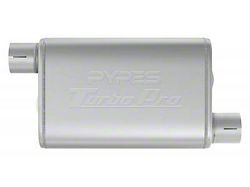 Pypes Turbo Pro Offset/Offset Muffler; 2.50-Inch Inlet/2.50-Inch Outlet (Universal; Some Adaptation May Be Required)