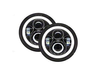 Quake LED Tempest 7-Inch Headlights with HD RGB Accent; Black Housing; Clear Lens (70-76 Firebird)