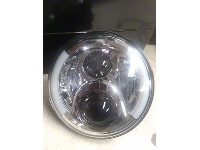 Quake LED Tempest 7-Inch Headlights with White DRL and Amber Turn Signal; Chrome Housing; Clear Lens (70-76 Firebird)