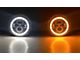 Quake LED Tempest 7-Inch Headlights with White DRL Halo and Amber Turn Signal; Black Housing; Clear Lens (70-76 Firebird)