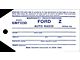 Radio Warranty Tag - Ford