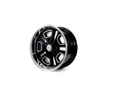 Resto Vintage Wheel Co Del Ray Glossy Black Center with Milled Window Diamond Cut Lip Wheel; 17x8; 1mm Offset (64-73 Mustang)