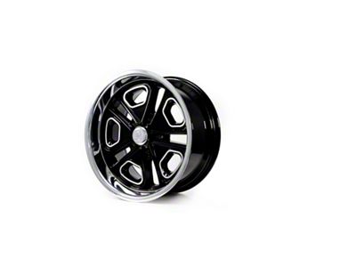 Resto Vintage Wheel Co Del Ray Glossy Black Center with Milled Window Diamond Cut Lip Wheel; 18x8; 1mm Offset (64-73 Mustang)