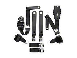 RetroBelt Complete Push-Button Buckle Seat Belt Kit; Black (74-81 Camaro)