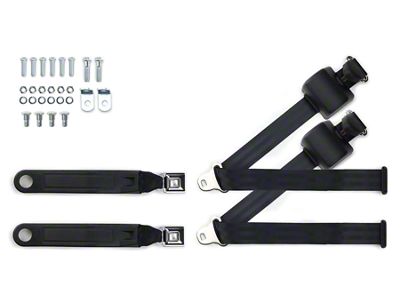 RetroBelt 3-Point Retractable Lap and Shoulder Seat Belts with Push-Button Buckles for Bucket Seats (73-87 C10, C15, K10, K15; 73-91 Blazer, Jimmy)