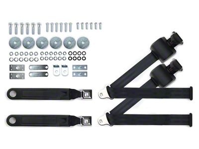 RetroBelt 3-Point Retractable Lap and Shoulder Seat Belts with Push-Button Buckles for Bucket Seats (64-73 Chevelle, Malibu)