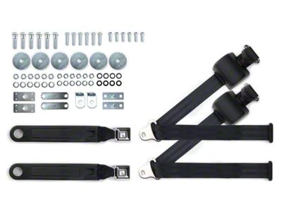 RetroBelt 3-Point Retractable Lap and Shoulder Seat Belts with Push-Button Buckles for Bucket Seats (70-75 Monte Carlo)