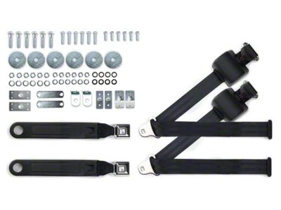 RetroBelt 3-Point Retractable Lap and Shoulder Seat Belts with Push-Button Buckles for Bucket Seats (64-73 Mustang)