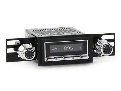 RetroSound RetroRadio Motor 1 Radio with Chrome Face, Chrome Push Buttons, Installation Bezel, Knobs and Vintage Ford Logo Overlay (78-79 Bronco)