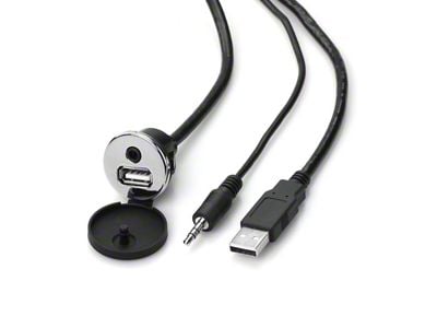 RetroSound USB/AUX Input Extension Cable with Under Dash Mount; Black (Universal; Some Adaptation May Be Required)