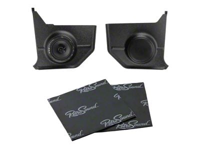 RetroSound Kick Panels with Deluxe Speakers and Sound Dampening; Black (64-66 Mustang Convertible)