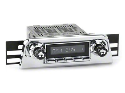 RetroSound RetroRadio Motor 1 Radio with Chrome Face, Chrome Push Buttons, Installation Faceplate and Black Knobs (61-63 Thunderbird)