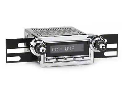 RetroSound RetroRadio Motor 4 Radio with Chrome Face, Chrome Push Buttons, Installation Faceplate, Black Knobs and SiriusXM Tuner (64-66 Thunderbird)