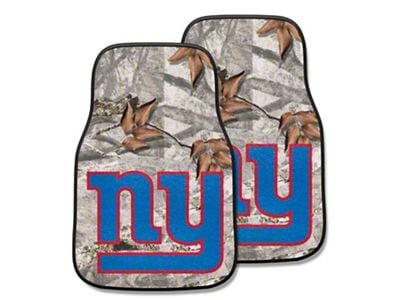 Carpet Front Floor Mats with New York Giants Logo; Camo (Universal; Some Adaptation May Be Required)